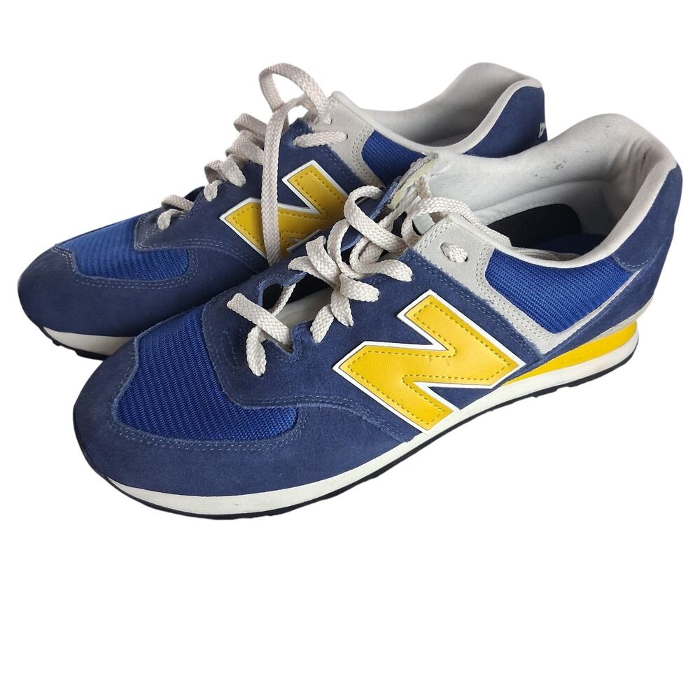 New Balance 574 Classic Navy Yellow Suede Sneakers Sz 16 ML5740R2. Men's Big